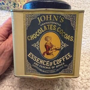 Vintage John's‎ Chocolates Cocoas Tin Multi-color Advertising Sign